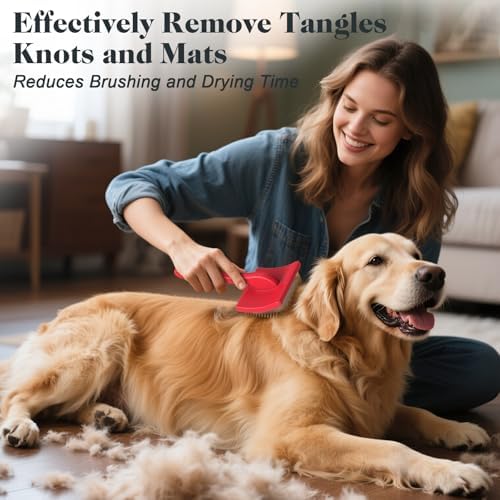 2PCS Slicker Brush for Dogs & Pet Comb, Professional Dog Grooming Brush - Image 2