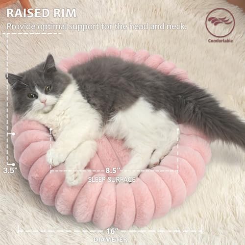 Pink Puppy Beds for Small Dogs and Kitty Washable Soft Comfort Donut Cute - Image 3