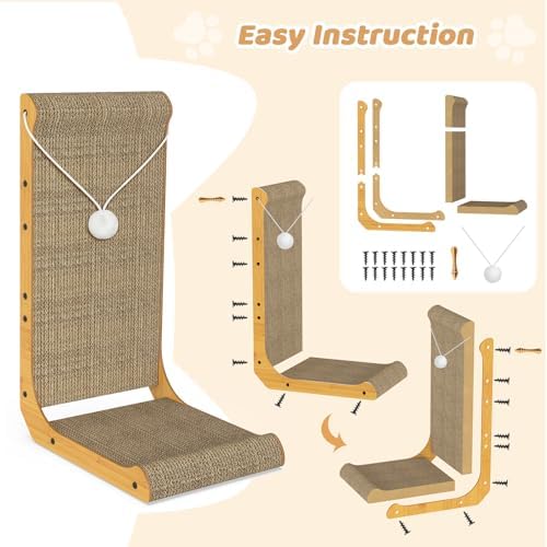 2-Pack Cat Scratching Board, 25.6'' Tall L-Shaped Cardboard Cat Scratcher - Image 7