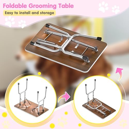 Lyromix 42'' Stainless Steel Pet Dog Grooming Table, Arm/Noose/Tray - Image 6