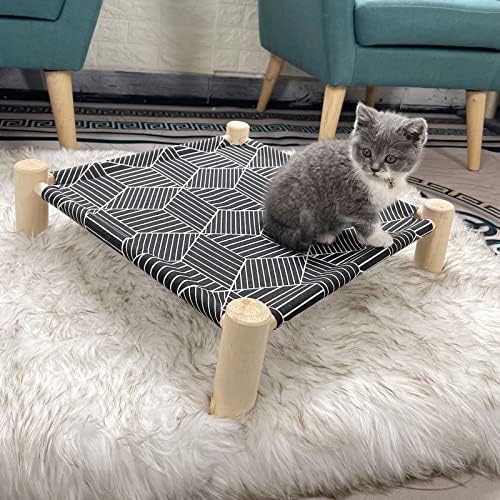 Pozico Cat/Dog Bed Hammock Cat Bed, Wooden Dog Elevated Indoor Outdoor Beds - Image 6