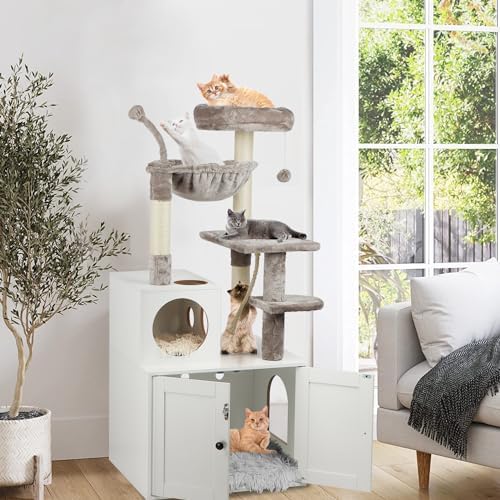 Timberer Cat Tree with Litter Box Enclosure, 2-in-1 Cat Tower - Image 5