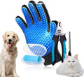 3-in-1 Pet Grooming Kit – Pet Deshedding Glove, 360° Silicone Finger Toothbrush by AstraVena