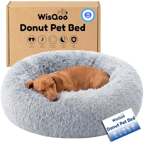 Calming Donut Dog Bed – Faux Fur Anti-Anxiety Pet Bed by Unknown