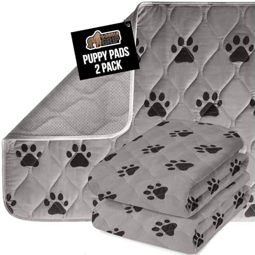 GORILLA GRIP Washable Puppy Pads, Slip Resistant Dog Crate Mat, 2 Pk by GorillaGrip