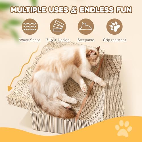 Cat Scratch Pad, 3 Packs Corrugated Cardboards Cat Scratcher Pads - Image 4