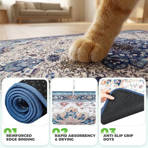 Hompet Cat Litter Mat 2 Pack, 72x72 Large Machine Washable Trapping Mats - Image 5