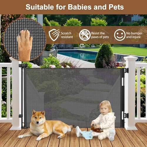 100" Wide Weatherproof Outdoor Retractable Baby Gates, Extra Wide Baby Gate - Image 6