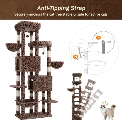 Heybly Cat Tree, 74.8-Inch Spacious & Tall Cat Tower - Image 6