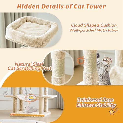 Large 66 Inch Cat Tree Tower - Image 3