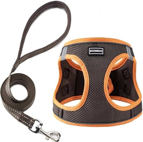 Dog Harness with Leash Set, Step-in Adjustable Puppy Pet Vest by BOOMIBOO