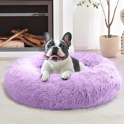 JOLLYVOGUE Calming Dog Bed Medium Size Dog, 31in Donut Washable Medium Pet Bed by JOLLYVOGUE
