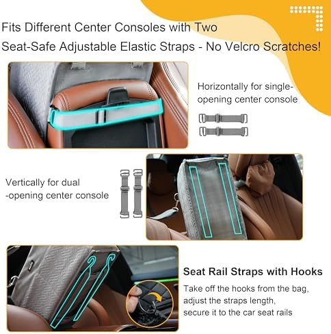 Console Dog Car Seat for Small Dogs Cats Up to 11lbs, Anti-Collapse Pet Armrest - Image 4