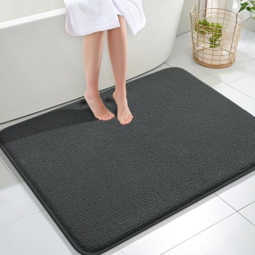 OLANLY Memory Foam Large Bathroom Rugs 40x32, Absorbent Bath Mat, Dark Grey by OLANLY