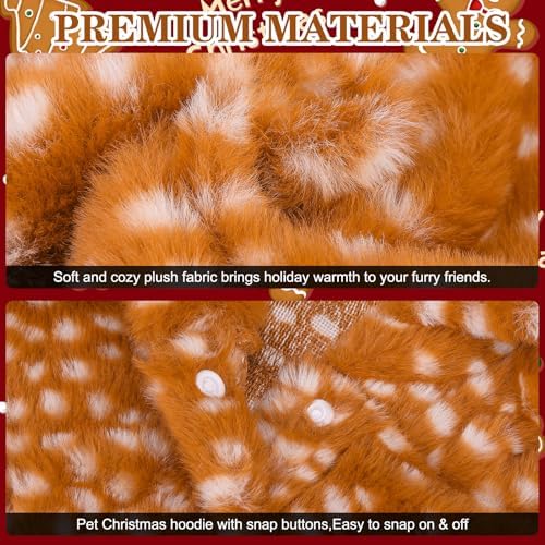 Dog Hoodie Christmas Reindeer Costume,Fluffy Christmas Dogs Sweater Cute Outfits,Warm Moose Coat Pet Clothes Winter for Puppy Small Medium Large Dogs - Image 4