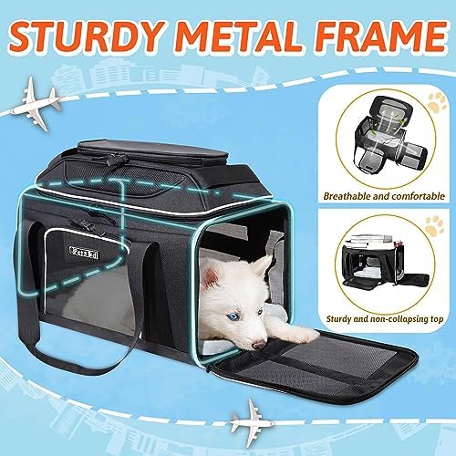 Petskd Top-Expandable Small Pet Carrier 17"x12"x8.5" Airline Approved - Image 6