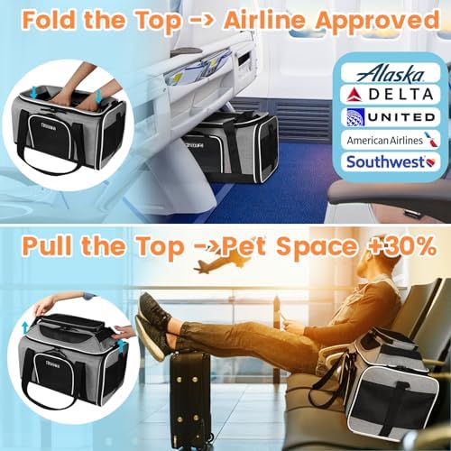 Petskd Top-Expandable Small Pet Carrier 17"x11"x9.5" Airline Approved - Image 2