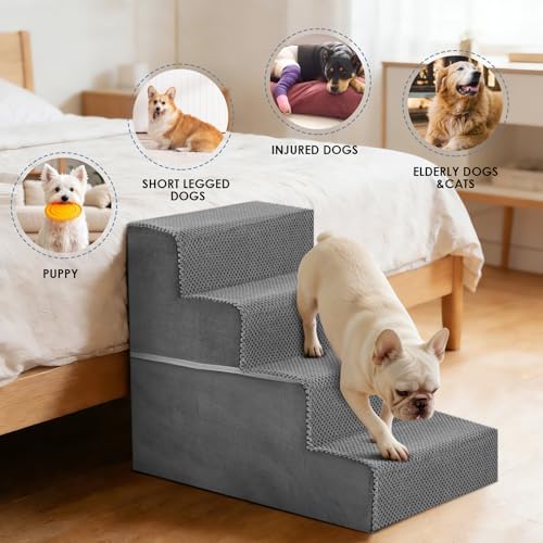 DUMOS Dog Stairs for Small and Medium Dogs, 4-Step Pet Steps - Image 2