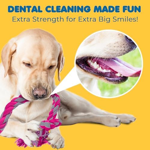 SunGrow Pink Dog Rope Toys, Twisted Triple Knotted Rope Bone, 2 Pack - Image 4