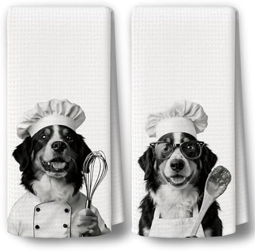 Dog Kitchen Towels Decor Set of 2 by BCUANGD