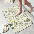 Vintage Floral Bath Mat 29.5"x17", Herbs Wild Flowers Slim Low-Profile Fast by Unknown