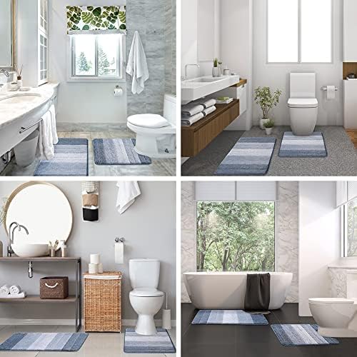 2 Piece Ombre Bath Mat Set for Bathroom, Non Slip Ultra Soft and Thick Water - Image 6