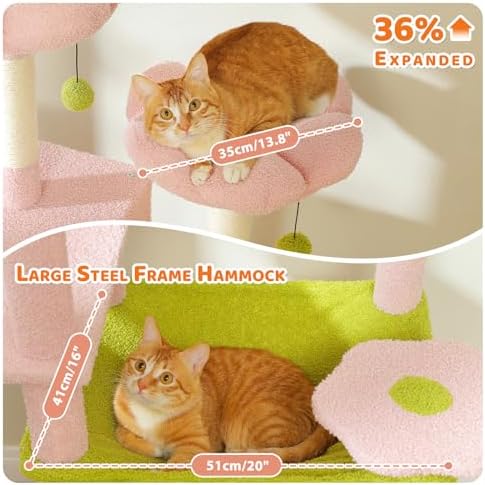 PAWZ Road 81" Flower Cat Tree Large Condo Hammock &2 Perches - Image 5