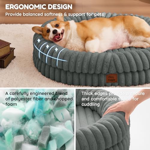 ChiXnuggle Orthopedic Dog Bed, Washable Cover, Faux Fur Bolster Pet Couch - Image 4