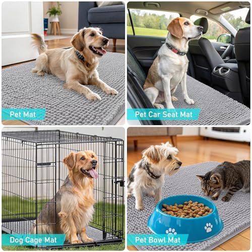 OLANLY Dog Door Mat for Muddy Paws 59x32, Super Absorbent Chenille Mud Mat - Image 7