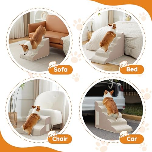 Ahpmeoa Dog Stairs for Small Dogs 22.6" H, Dog Ramp for Bed - Image 6