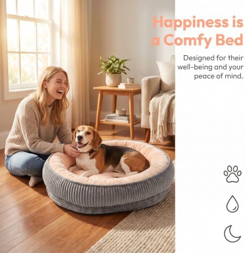 Calming Dog Bed for Medium Dogs, Orthopedic Washable Pet Bed - Image 5