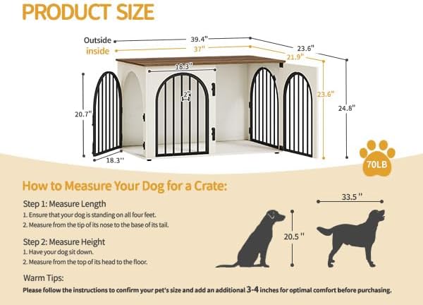 Hzuaneri 39.4'' Dog Crate Furniture, Dog Kennel Indoor - Image 2