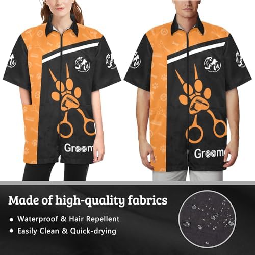 Custom Pet Grooming Smock, Personalized Dog Groomer Jacket - Image 5