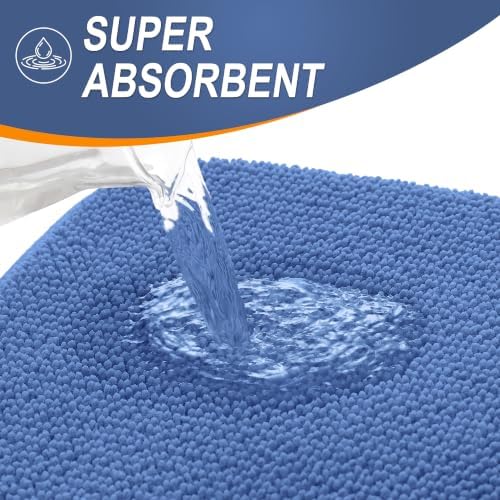 OLANLY Memory Foam Bathroom Rugs 36x24, Absorbent Bath Mat, Cornflower Blue - Image 3