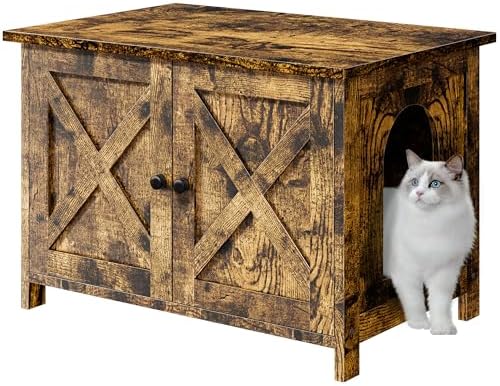 JY QAQA Cat Litter Box Enclosure, Litter Box Furniture Hidden by JYQAQA