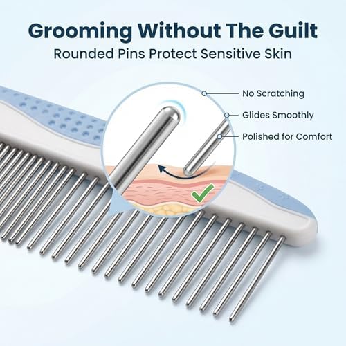 Metal Comb for Dogs, Dog Grooming Detangler Combs For Matted Hair, 2 Pack - Image 3