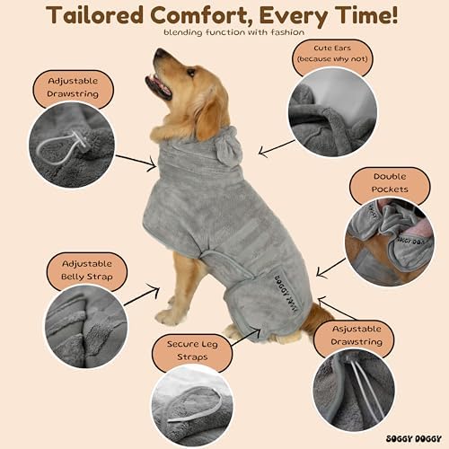 SOGGYDOGGY® US: Luxury Dog Bathrobe, Super Absorbent Microfiber Dog Bath - Image 3
