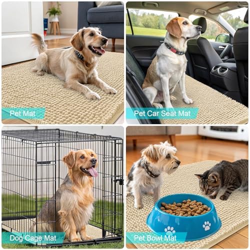 OLANLY Dog Door Mat for Muddy Paws 35x24, Super Absorbent Chenille Mud Mat - Image 7