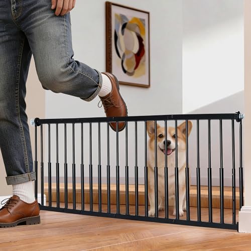 14''-19.5'' Height Adjustable Dog Gate, Extra Wide 18.1"-46" All Metal Short - Image 3