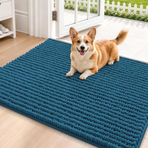 Smiry Dog Door Mat for Muddy Paws 36x24, Ultra Absorbent Chenille Doormat by Smiry