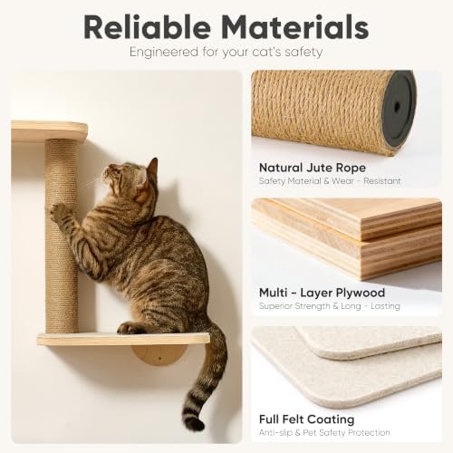 FUKUMARU Cat Wall Shelves, 5 in 1 Set - Image 3