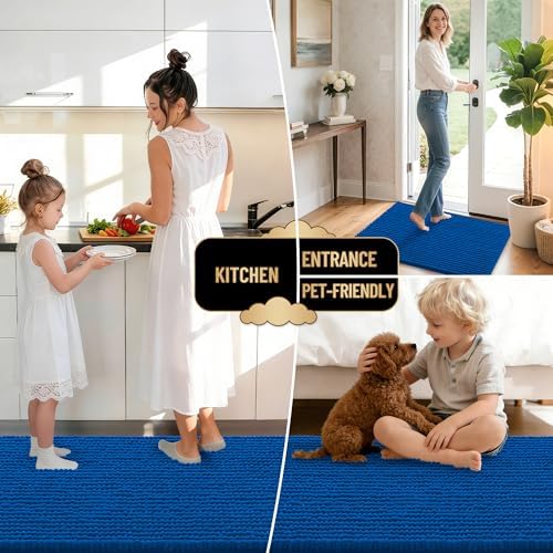 OLANLY Thick Chenille Absorbent Bathroom Rugs Mat 36x24, Deep Navy Blue - Image 6