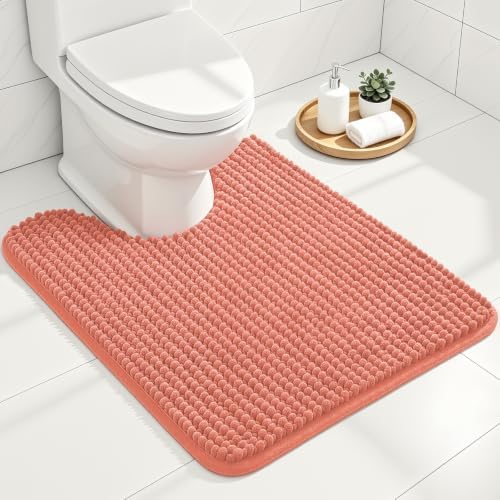 Ophanie Orange Toilet Rugs U-Shaped 24x20, Soft Chenille Contour Bath Mat by Ophanie