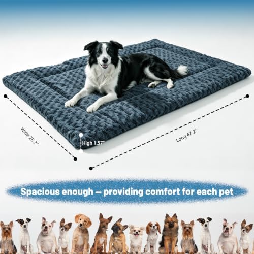Large Size Washable Non‑deformable Rose-Velvet Comfort Dog Crate Mat - Image 4