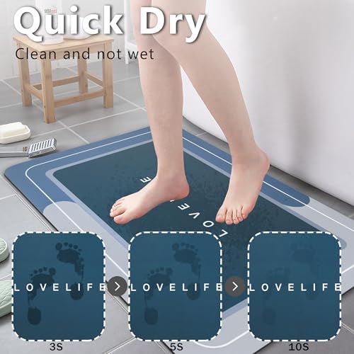 Bath mat Rubber Bathroom Mat-Quick Dry Absorbent Rug Non-Slip Thin Bathroom Rug - Image 3