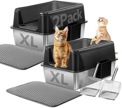 Marchul 2 Pack Stainless Steel Cat Litter Box by Marchul