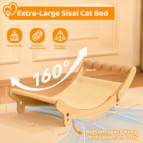 Sisal Cat Scratchers for Indoor Cats, Cat Bed, 31.89 in-Sisal Ball - Image 2