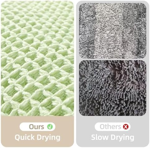 TYUU Waffle Bath Mat, Small Boho Bathroom Rugs Non Slip 24x16 Pale Green - Image 6