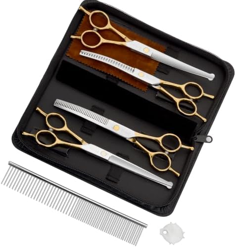 Dog Grooming Scissors Kit, Curved Pet Grooming Shears Set - Image 2