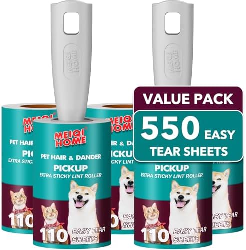 Lint Rollers for Pet Hair Extra Sticky, 550 Sheets Mega Value Set Lint Roller by MEIQIHOME